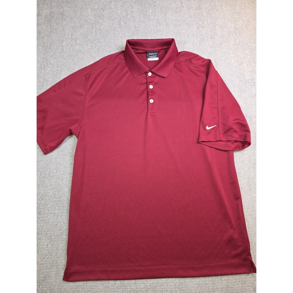 Nike Golf Dri-Fit NikeFitDri Polo Shirt Short Logo Sleeve 1/4 Button Up Size L